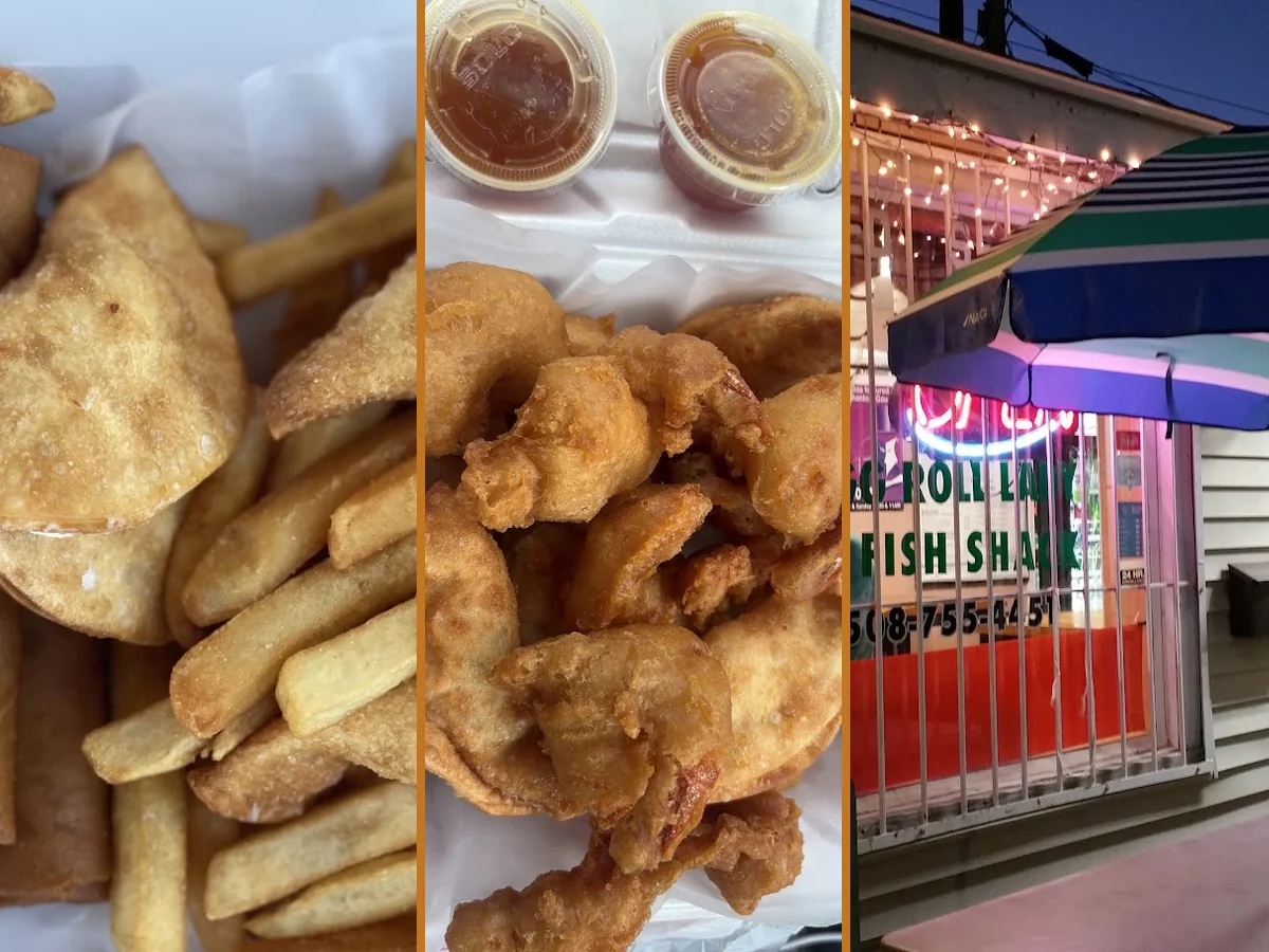 Casual seafood counter with fried clams and fish baskets.