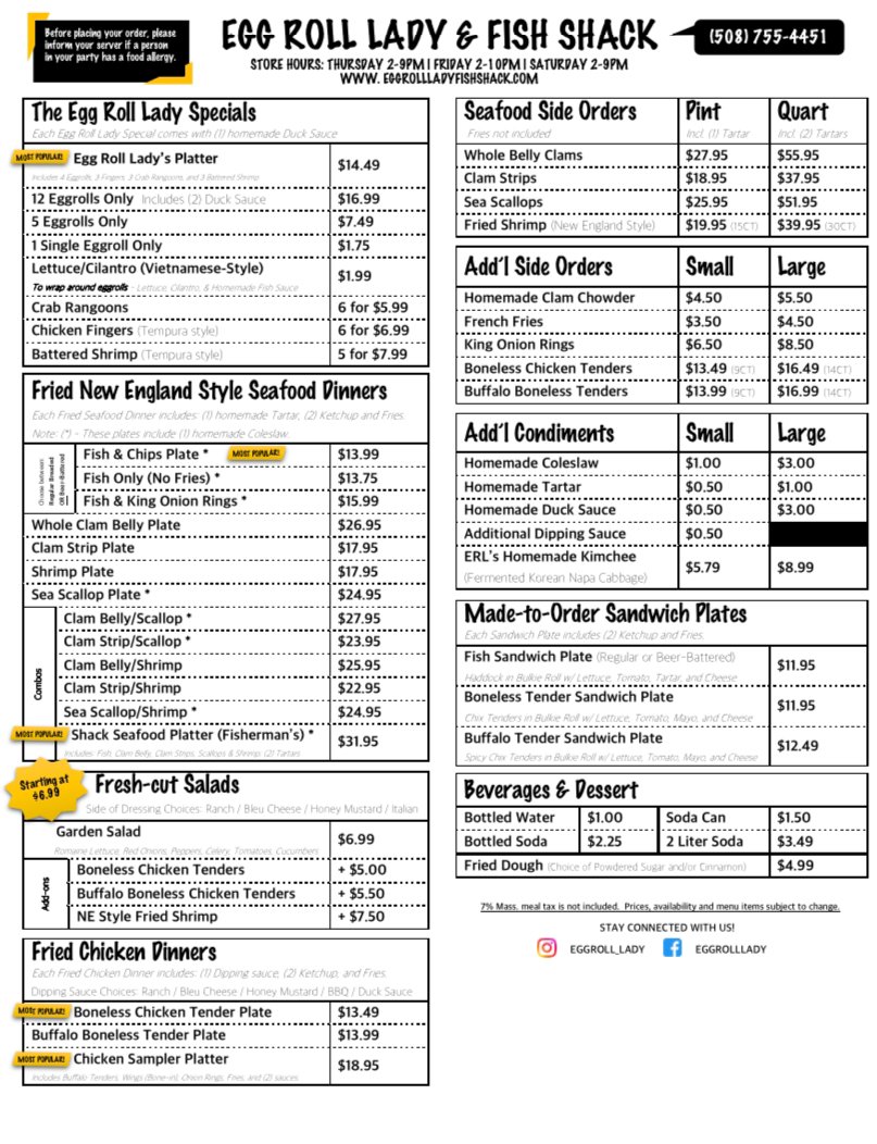 Simple menu page for quick bites and comfort food.